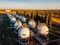 Gas storage sphere tanks in chemical plant, aerial view