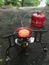 Gas stove Burner Hurricane Lantern Camping life of Beautiful trip in Thailand Nation park