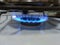 Gas stove flame in domestic kitchen