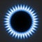 Gas stove flame. Realistic blue fire light effects. Vector burner plate flame isolated on transparent background