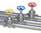 Gas, water, oil steel pipelines with valve