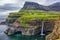 Gasadalur village and Beautiful waterfall,Vagar, Faroe Islands
