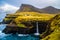 Gasadalur village and waterfall, Faroe Islands, Denmark