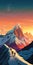 Gasherbrum Ii Climbers: Modern Style Illustration Of A Sunset Mountain Expedition