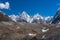 Gasherbrum massif mountain behind Baltoro glacier, K2 trek, Pakistan