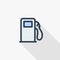 Gasoline filling station, column thin line flat color icon. Linear vector symbol. Colorful long shadow design.