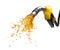 Gasoline gushing out from yellow pump