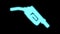 Gasoline icon  isolated on a black screen with glowing blue neon light.