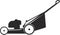 Gasoline lawn mower for grass. Agricultural tools. Isolated image.