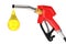 Gasoline Pistol Pump Fuel Nozzle, Gas Station Dispenser with Droplet of Gas. 3d Rendering