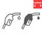 Gasoline pump nozzle line and glyph icon, diesel and gas station, fuel pump nozzle vector icon, vector graphics