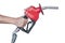 Gasoline pump nozzle with white background