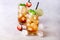 Gasses of Cold Citrus and Strawberry Ice Tea Decorated with Slice of Lemon and Strawberry Healthy Summer Drink Horizontal