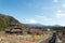 Gassho House with Mount Fuji at Iyashi-no-Sato Village