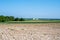 Gasthuisberg, Flemish Brabant, Belgium - Colorful agriculture fields with the building of the UCLL college campus in the