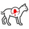 Gastritis in cat line icon, Diseases of pets concept, inflammation of stomach in cat sign on white background, sick