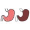 Gastritis line and solid icon, Human diseases concept, Chronic erosive inflammation sign on white background, Gastritis