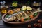 Gastronomic excellence Grilled Dorade Royale fish with fresh vegetables