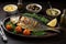 Gastronomic excellence Grilled Dorade Royale fish with fresh vegetables