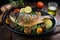 Gastronomic excellence Grilled Dorade Royale fish with fresh vegetables