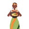 Gastronomic Tourism with Woman Character Holding Authentic African Dish Vector Illustration