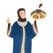 Gastronomic Tourism with Woman Character Holding Authentic Turkish Dish Vector Illustration