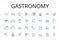 Gastronomy line icons collection. Culinarian Cuisine, Epicurean Delights, Foodie Culture, Gourmet Fare, Savory