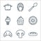 Gastronomy line icons. linear set. quality vector line set such as bread, mushroom, croissant, donut, cupcake, ice cream, spoon,