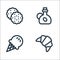 Gastronomy line icons. linear set. quality vector line set such as croissant, ice cream, olive oil