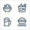 Gastronomy line icons. linear set. quality vector line set such as rice bowl, cocoa, buffalo