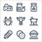 Gastronomy line icons. linear set. quality vector line set such as rice bowl, cookies, ham, fondue, lobster, crab, honey, jam
