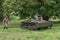 Gatchina, Russia - September 11, 2016: The historical reconstruction of World War II. Lightweight floating tank T-37A.