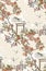 Gate blossom dragonfly mountain nature landscape view vector japanese chinese oriental line art ink seamless pattern