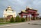 Gate and Buddhist temple complex `Gold Monastery of Buddha Shakyamuni`. Elista, Kalmykia