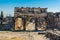 The Gate of Domitian leading to the Cardo the colonnaded main street in Hierapolis above Pamukkale, Turkey