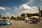 Gate of exit from the Tuileries gardens on the Place de la Concorde with a crowd of tourists