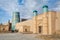 Gate of Kunya-Ark citadel and Kalta Minor minaret in Khiva