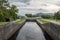 Gate locks at Caledonian Canal in Fort William, Scotland connecting Inverness, Fort Augustus, Loch Ness, Lochy and Fort William