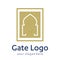 Gate logo door home entrance icon black house doorway or real estate business. minimal design. future modern construction company.