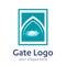 Gate logo door home entrance icon black house doorway or real estate business. minimal design. future modern construction company.
