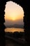 Gate Silhouette Sunset Dal Lake Srinagar Kashmir