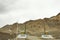 Gate for tibetan people and foreigner travelers entrance to Shanti Stupa on a hilltop in Chanspa winter season at Leh Ladakh