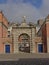 Gate to Dublin castle with statue of fortitude