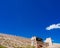 Gate tower building under blue sky at Jiayu Pass, in Jiayuguan