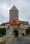 Gate tower in Dinkelsbuhl, Germany. It is one of the best-preserved medieval towns in Europe, part of the famous Romantic Road to