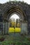 Gated archway entrance at Dundrennan Abbey, a medieval abbey, Scotland