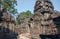 Gates and artworks on walls of the 12th century Ta Som temple, Cambodia. Historical structures of the Angkor landmark