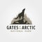 gates if the arctic vintage logo with wolf silhouette illustration design