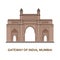 Gateway of India, Mumbai. Indian most famous sight. Architectural building. Famous tourist attractions. Vector