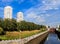 Gateway number 7 of the Channel named after Moscow in the Pokrovskoe-Streshnevo Tushino district of Moscow. View of river lock